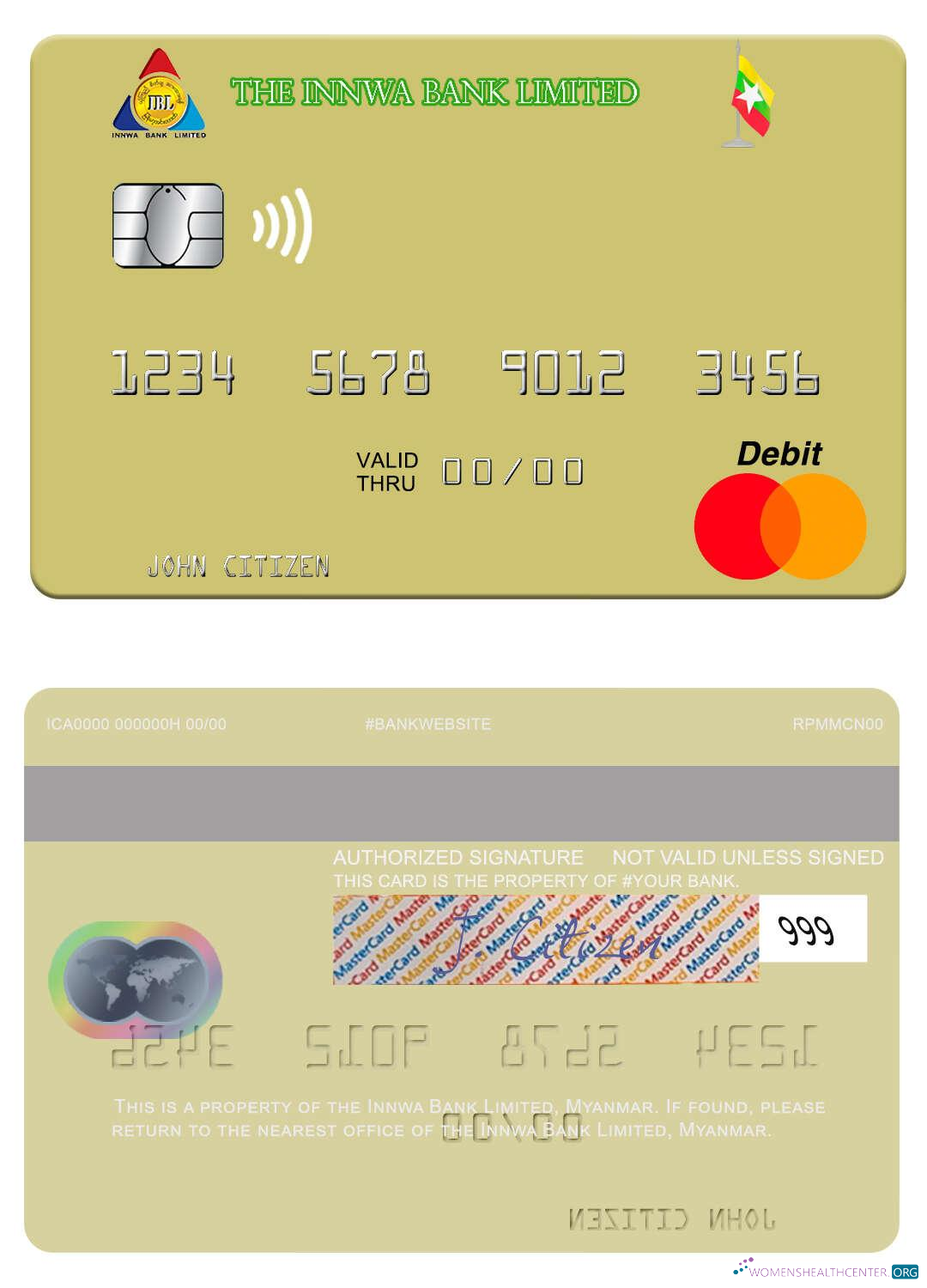 Download Myanmar Innwa Bank Limited mastercard Photoshop template